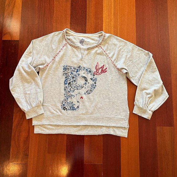 Anthropologie Pilcro Distressed & Embroidered Sweatshirt - Picture 5 of 8